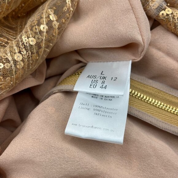 🆕 BRONX & BANCO 🧿 NWOT Giselle Midi Dress, Gold - Size L - Picture 12 of 16